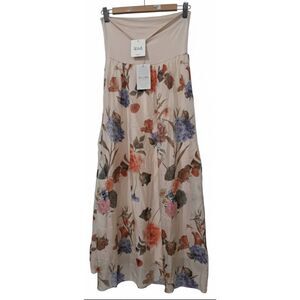 Elena Baldi Silk Blend Womens Large Floral Maxi Skirt airy boho